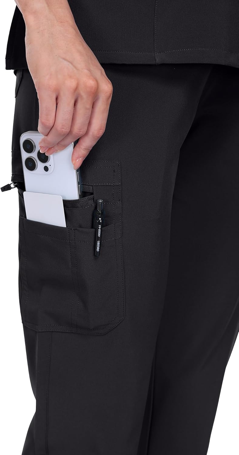 Scrubs for Women Set - V-Neck Scrub Top & Jogger Pant with 10 Pockets, 4 Way Stretch Nurse Uniform - Image 4