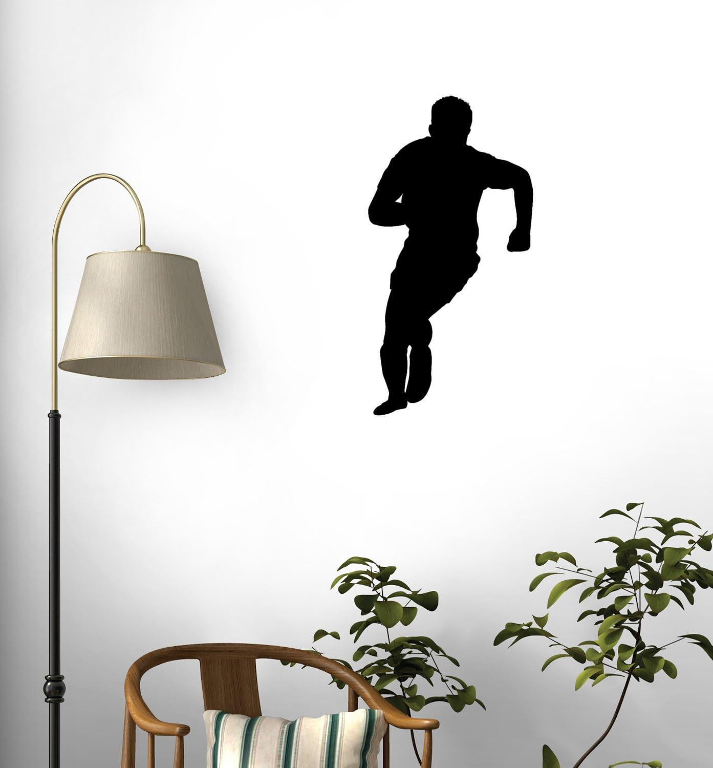 Wallmonkeys Sports Silhouette Wall Decal American Football Style Wall Decal - 42 Inches H x 22 Inches W - Peel and Stick Removable Graphic
