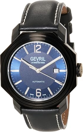 Gevril Mens Canal St Automatic Watch, Genuine Italian Handmade Leather Strap