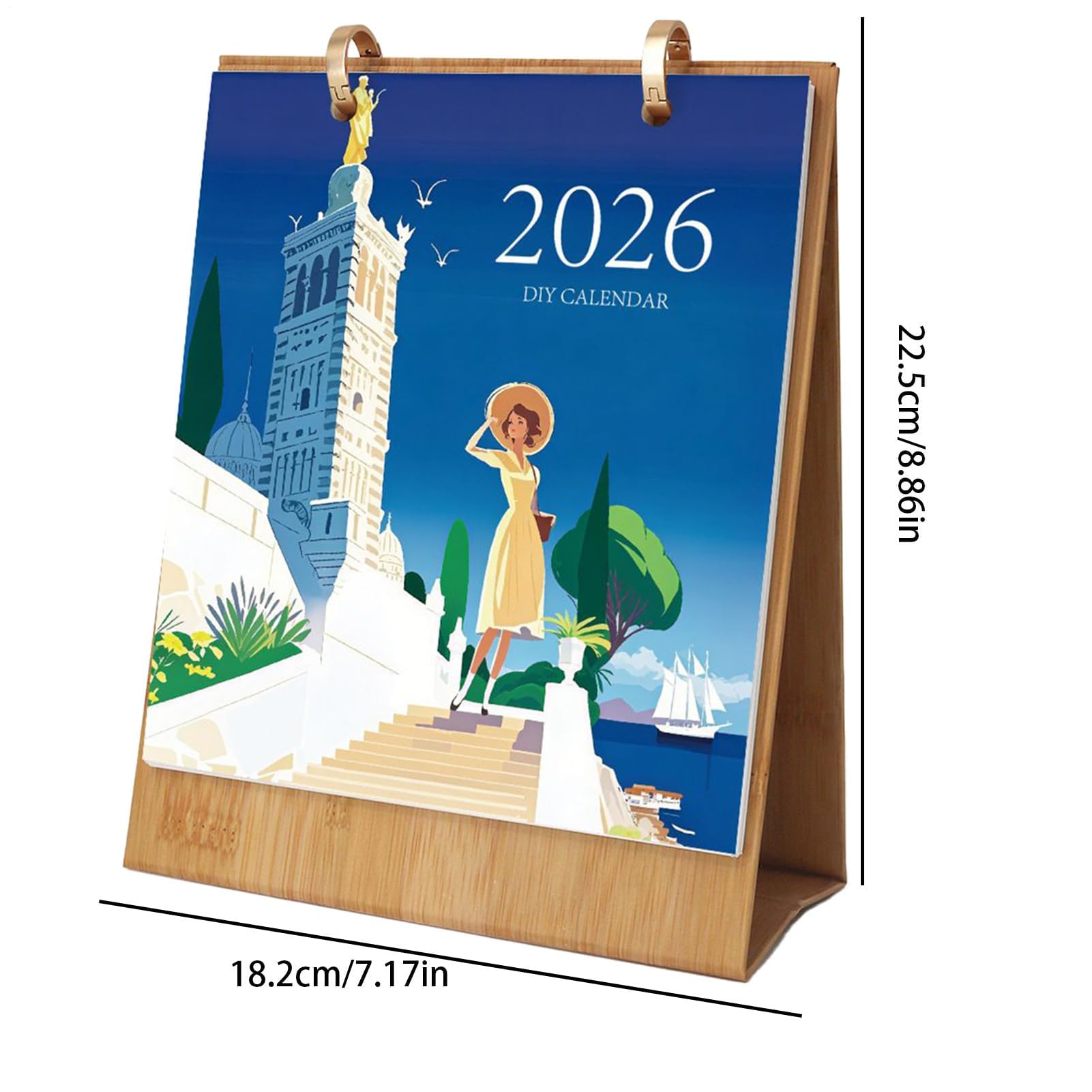 Calendario de mesa 2026 con 12 meses de números de pintura al óleo, planificador de escritorio y decoración, accesorios organizadores para el hogar, aula y apartamento