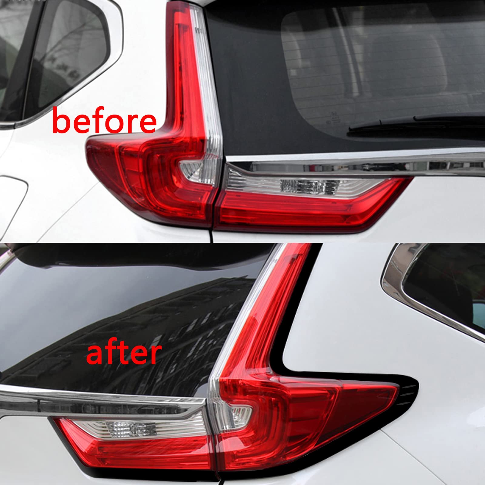 Xotic Tech Exterior Rear Tail Light Eyelid Bezel Frame Cover Trim, Glossy Black, Compatible with Honda CR-V CRV 2017-2022