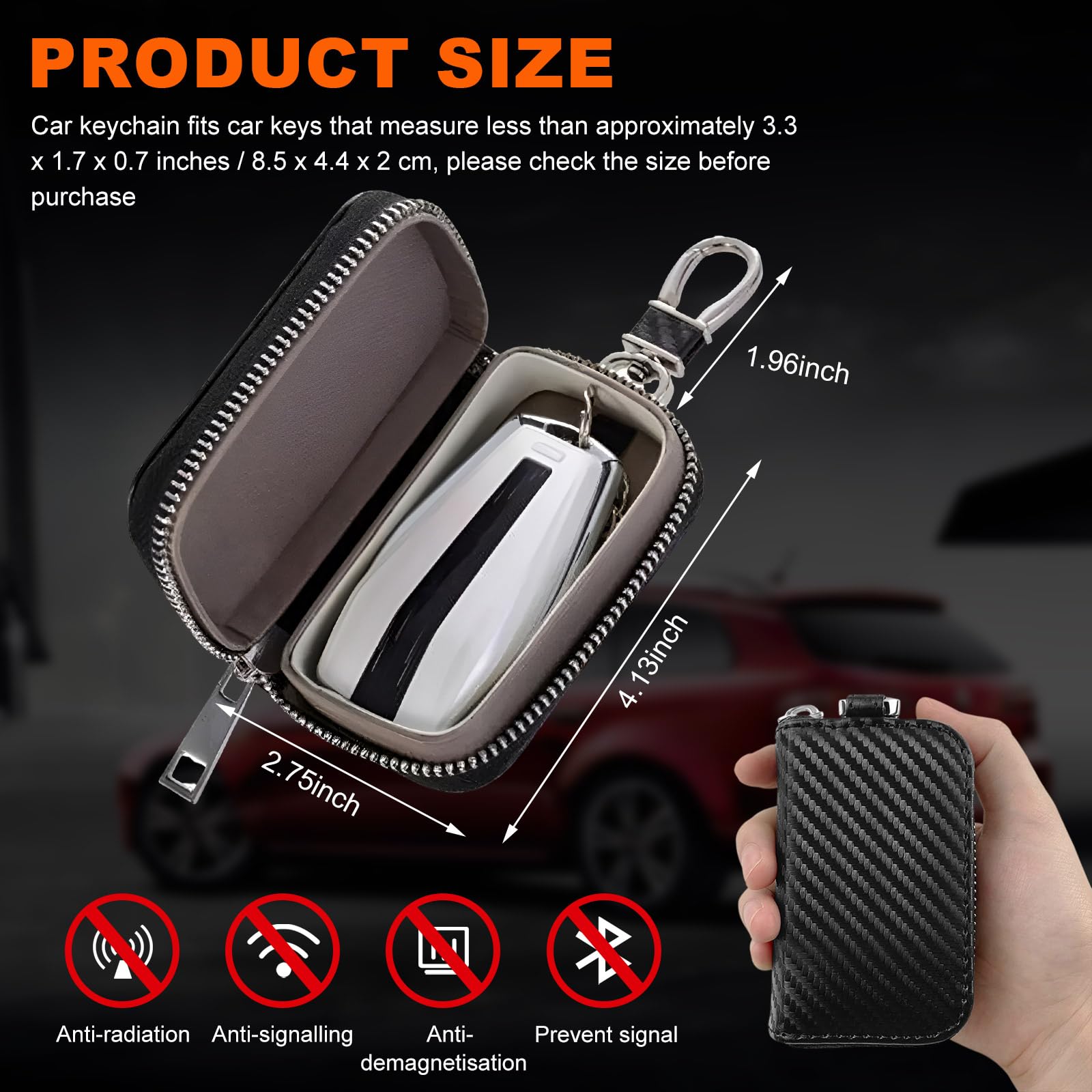 2pcs Black Carbon Fiber Anti-Theft Car Key Protector Bag - View #7