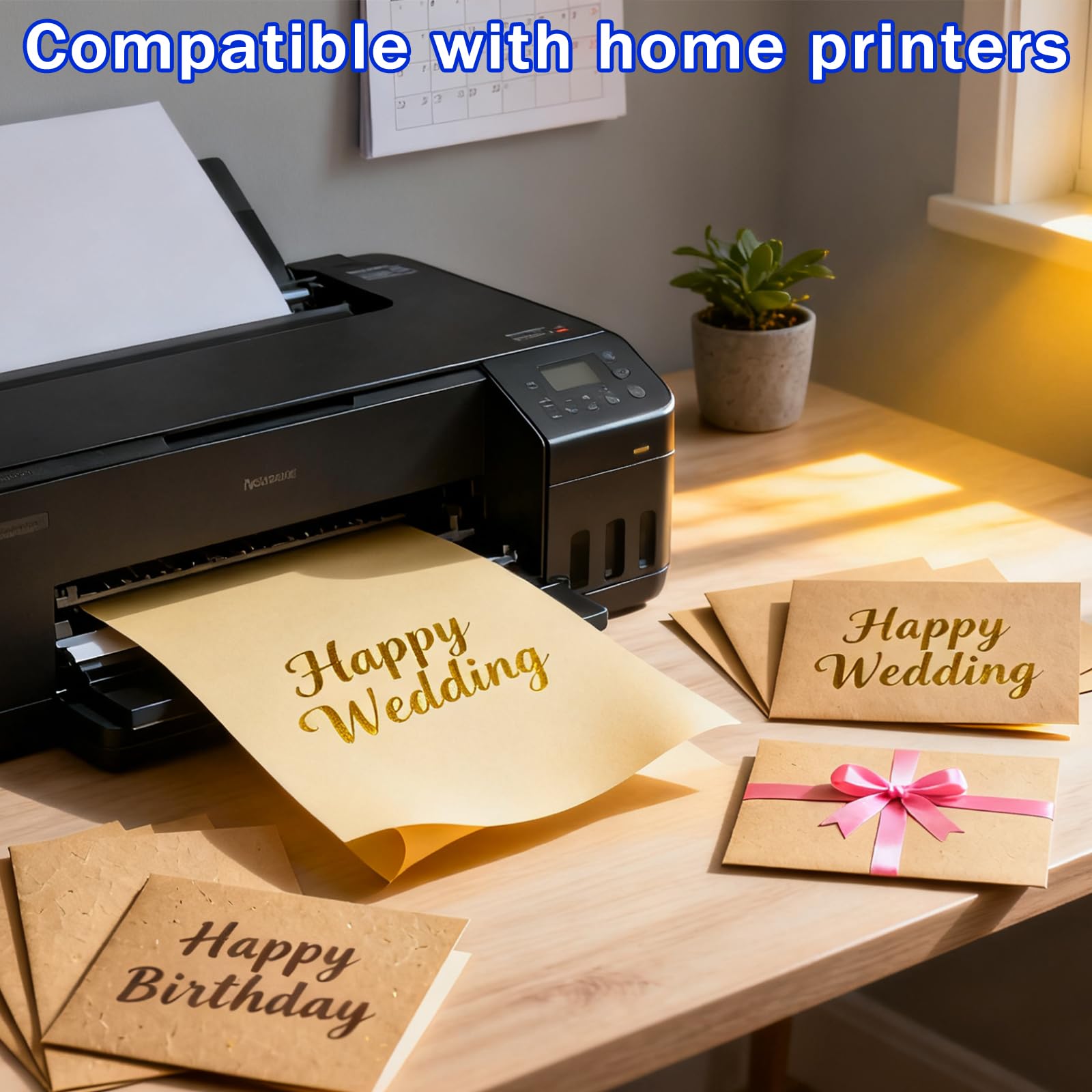 Cartulina kraft de 8.5 x 11 pulgadas, 40 hojas de 65 libras/180 g/m², papel de impresora de cartulina para invitaciones, menús, bodas, tarjetas de bricolaje, suministros escolares para niños