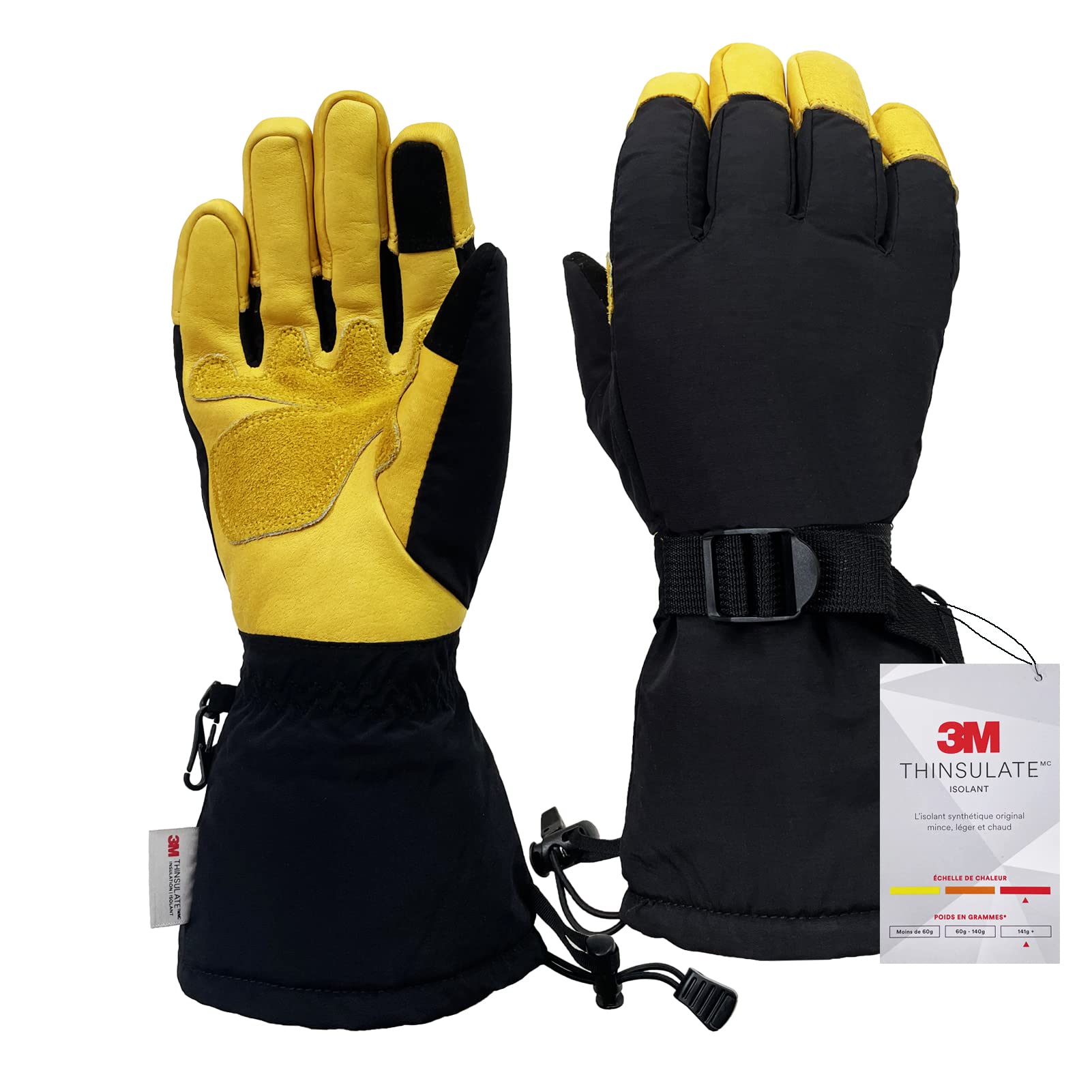 AOUCHILeather Winter Ski Gloves for Men Women kids, -22℉ 3M Thinsulate Warm Snow Snowboard Snowmobile Work Gloves, Thermal Waterproof Insulated Cold Weather Hand Warmers Gloves for motorcycle cycling Hiking