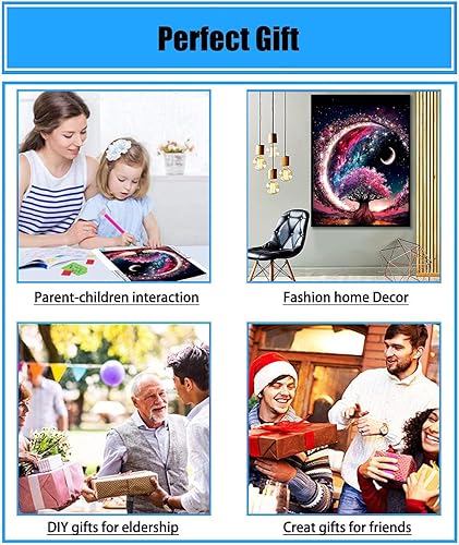 Miniatura 3 de Kits de pintura de diamantes para adultos, arte de diamantes de taladro redondo completo 5D, árbol de la vida, pintura de diamantes de imitación de