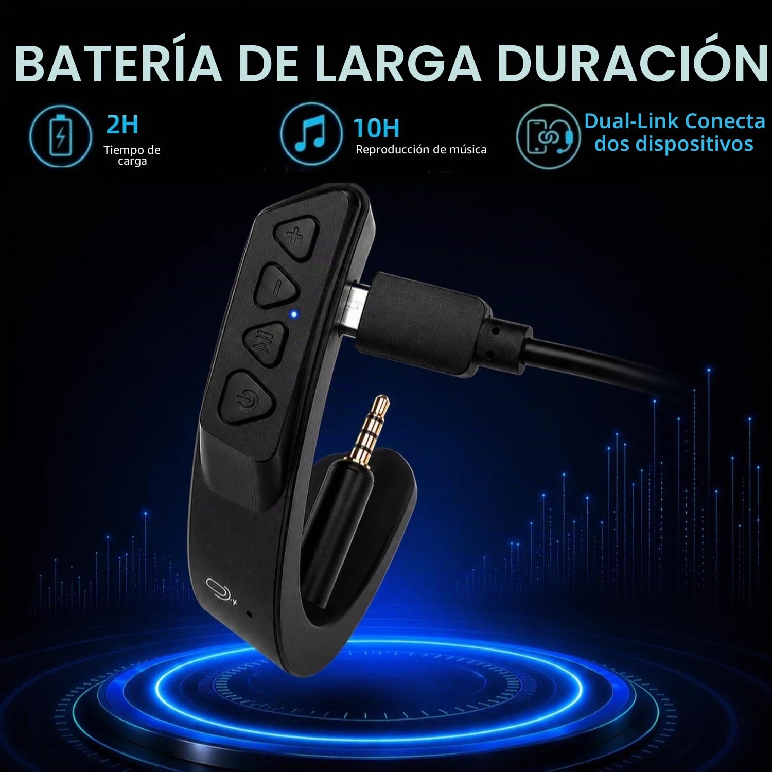 Adaptador Bluetooth inalámbrico para Bose QuietComfort 25, color negro | Adaptador de audio inalámbrico para auriculares Bose QC 25 con aptX, micrófono, control de volumen
