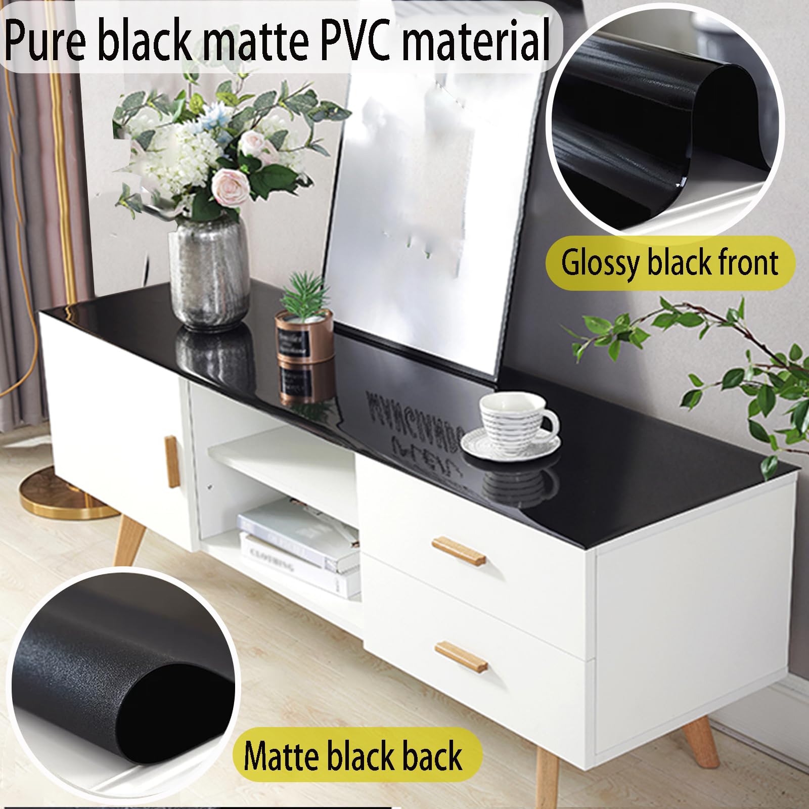 Protector de mesa opaco negro de 1,5 mm, 106,7 x 142,2 cm, impermeable, resistente a los arañazos, acrílico fácil de limpiar para proteger
