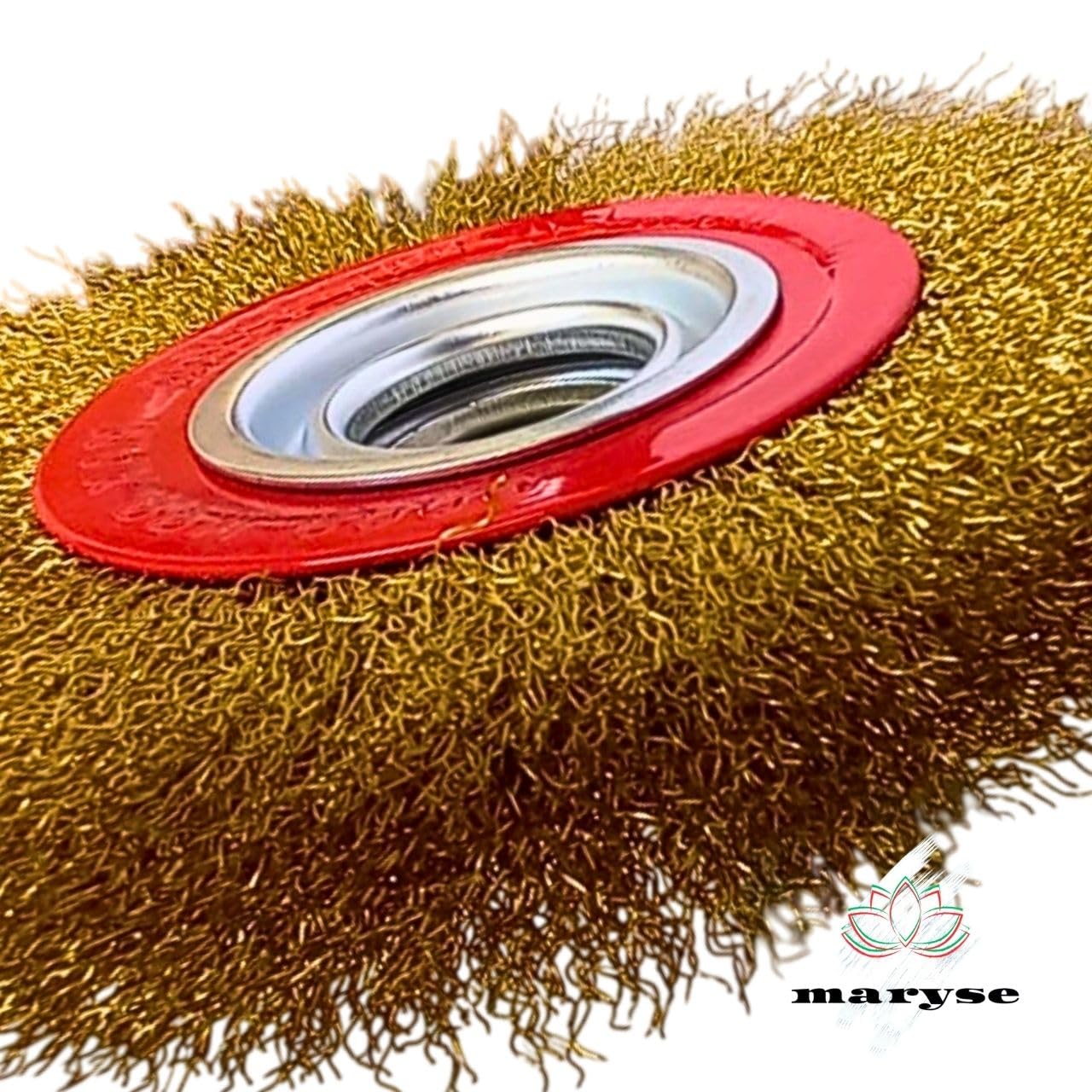 Spazzola Circolare per Mola da Banco Ø 150mm Setole Acciaio Ottonato con Adattatori Albero - Ideale per Pulizia, Sbavatura, Lucidatura Leggera e Rimozione Ruggine da Metallo, Legno e Altri Materiali
