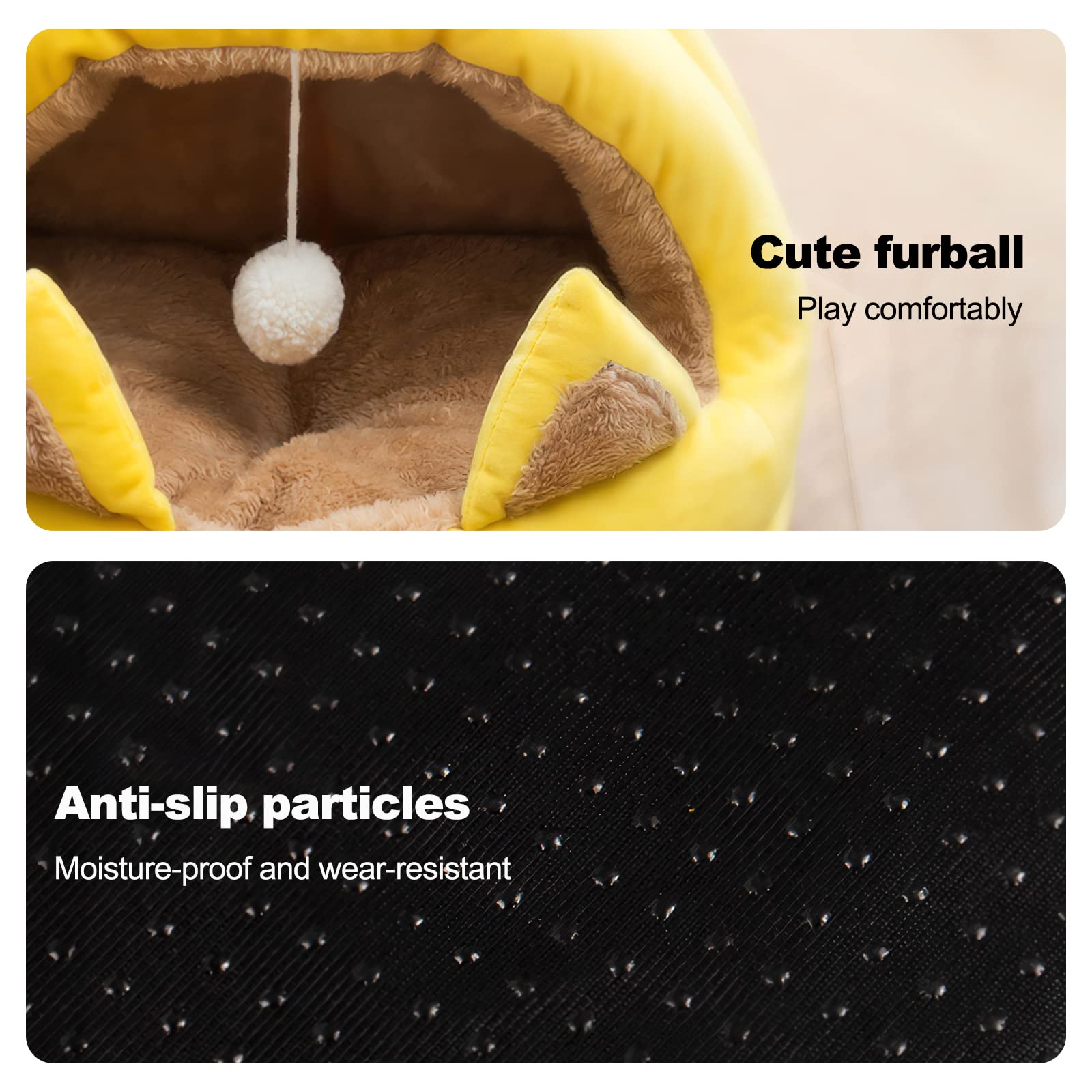 ALLSOPETS Lit Grotte Chat, Maison Intérieure Pour Chat Chiot Petit Chien, Lit Chaud D'Hiver Avec Coussin Amovible Pour Un Sommeil Réconfortant (Gris Argenté, M