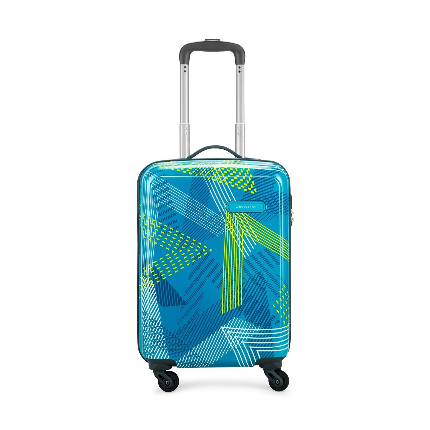 AristocratPolyester Dual Edge Hardsided Cabin Small Suitcase/Luggage Spinner Trolley Bag for Travel 4 Wheels | Teal/Blue,55 Cm,Medium