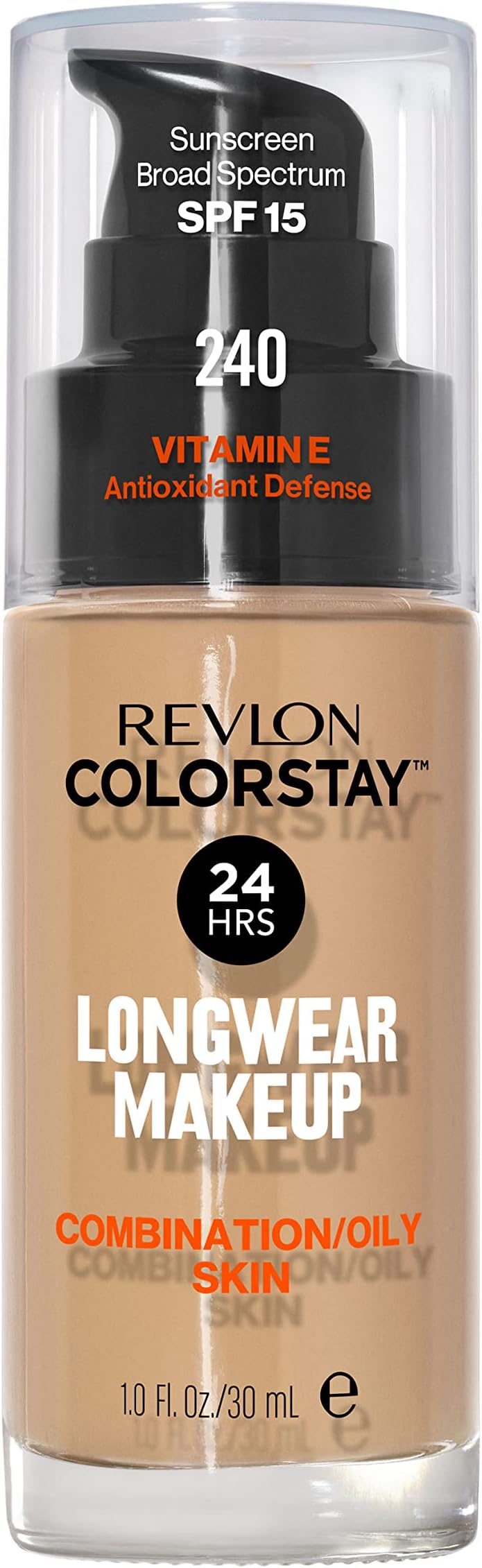 Liquid Foundation, ColorStay Face Makeup for Combination & Oily Skin, SPF 15, Medium-Full Coverage with Matte Finish, 240 Medium Beige, 1 Fl Oz