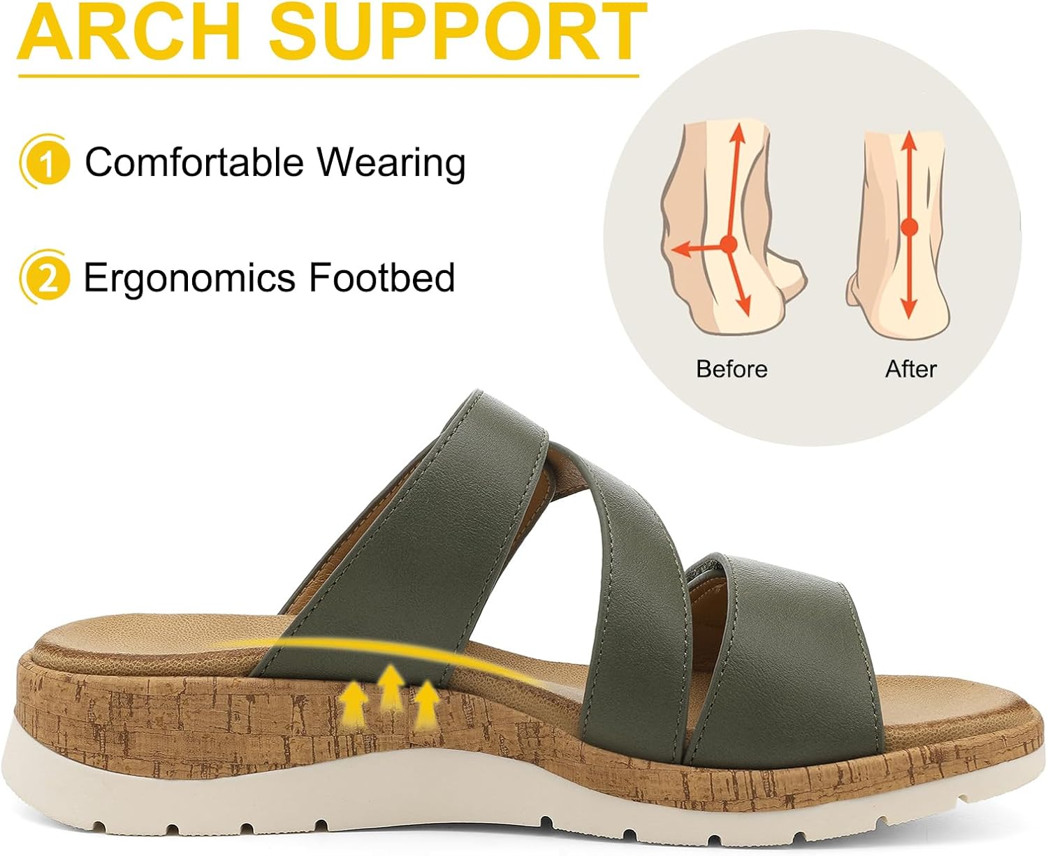 UBFEN Womens Low Wedge Sandals Comfortable Walking Slide with Arch Support & Adjustable Strap for Casual Outings and All-Day Wear - Image 4
