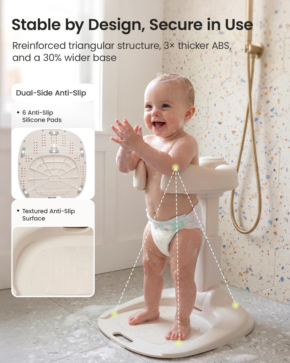 Baby Scale, Multifunctional Baby Weight Scale, Pet Scale for Puppy (White) & Baby Bath Stand, Foldable Baby Shower Stand for Infants and Toddlers (6-36 Months)