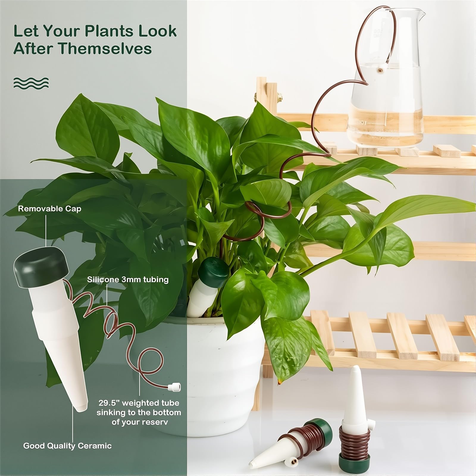 8 Piezas Picos Riego Plantas, Globos de Riego Automático para Plantas, Sistema de Riego por Goteo, Set Autorriego para Macetas, Bolas de Riego para Plantas de Interior y Exterior