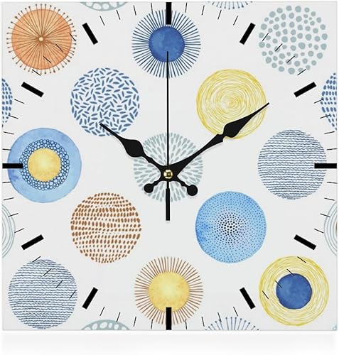 Colorful Decorative Circles Battery Clock Small Clocks Battery Operated Square Wall Clock Office Wall Clocks Operated Garage for Kitchen Bathroom