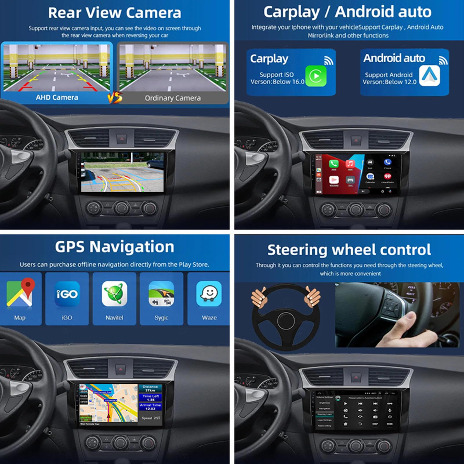 Android 16 Odtwarzacz Samochodowy Radio 9-calowy Ekran Dotykowy Multimedia Dla Nissan Sylphy B17 Sentra 2012-2018, Nawigacja Gps Obsługa Bluetooth 4g Wi-fi, Kamera Cofania Mirror Link,M106