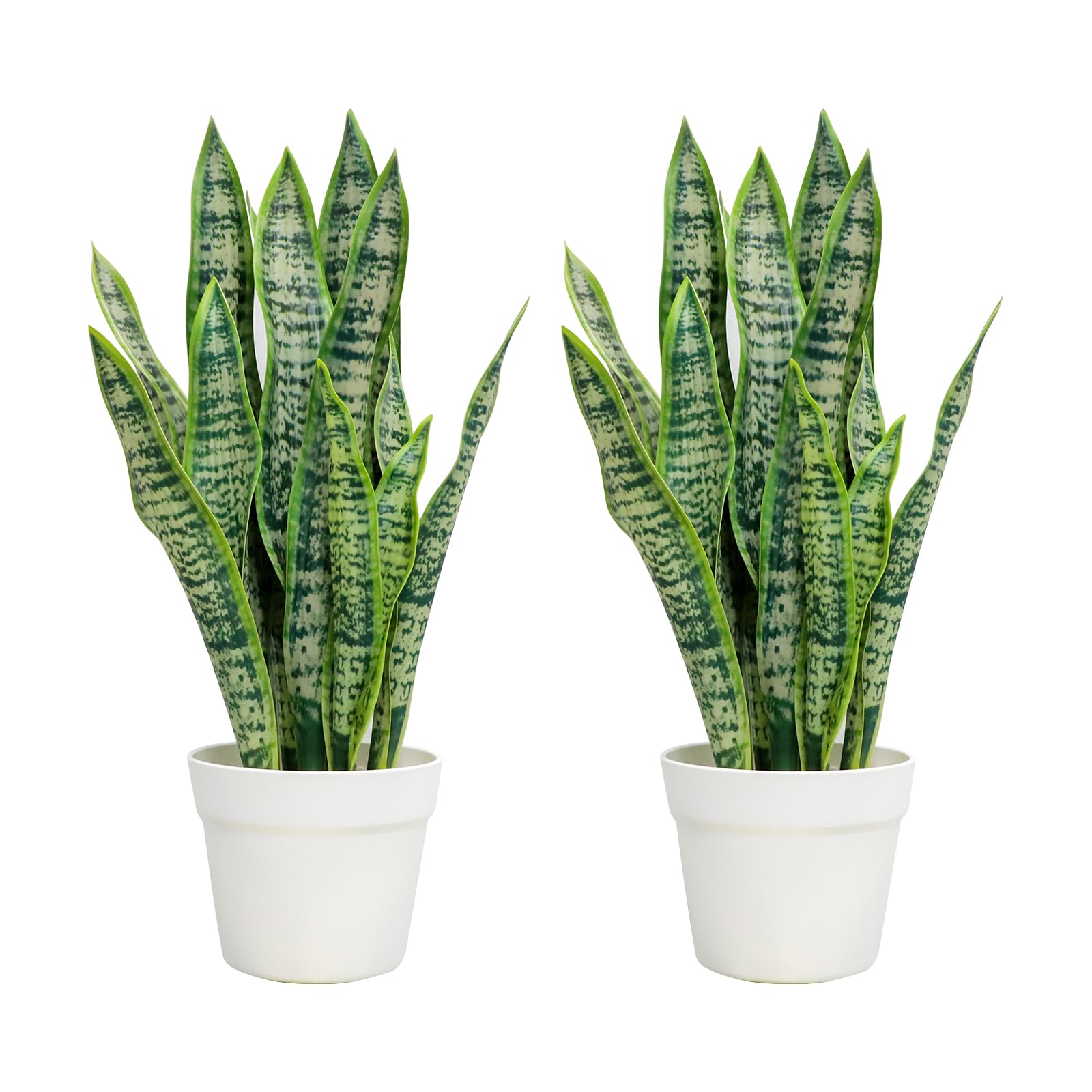 Anewsun Artificial Snake Plant, Faux Sansevieria Agave Plants with White Pot, 21-inch Potted Fake Decorative Plant for Home Office Decoration Housewarming Gift (Set of 2)