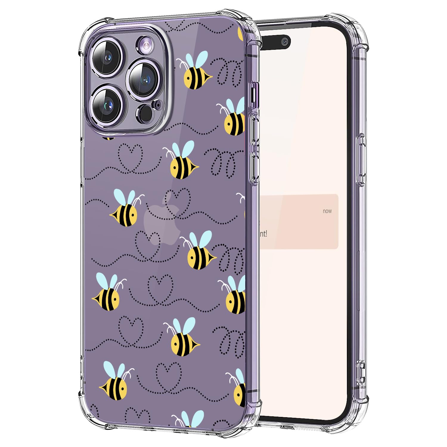 Cute Bee Phone Case for iPhone 7/8 / SE 2020, for iPhone 7/8 / SE 2020 Case Clear Slim Soft TPU [Four Corner Reinforced Shockproof + Bumper Protective]