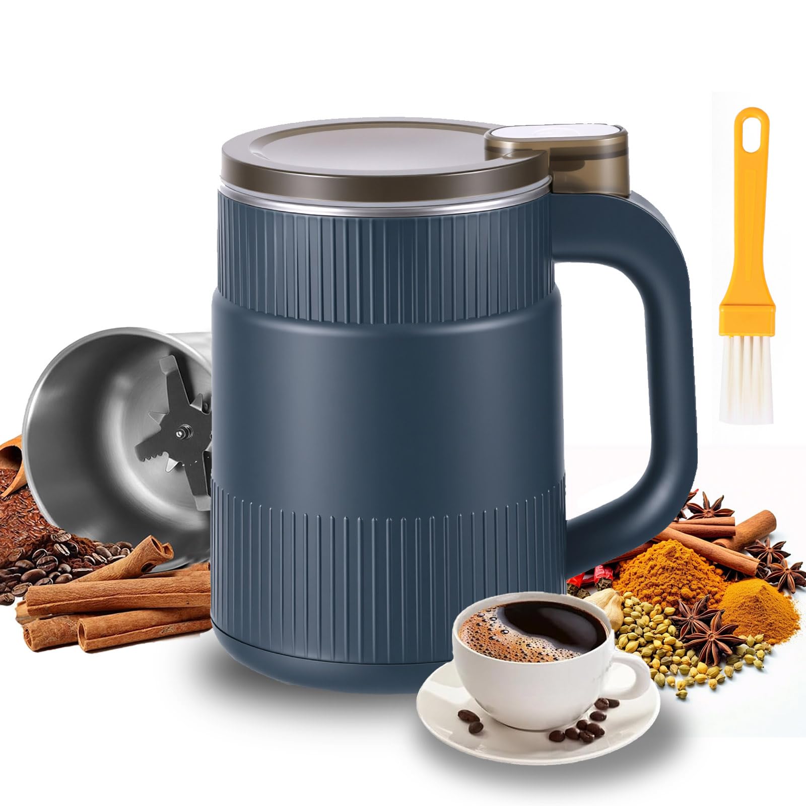 BTBHIHO 300w Electric Coffee Grinder, 8-Blade Coffee Bean Grinder, Fast Grinding with Copper Motor, Low Power Spice Grinder,Spice Grinder Electric for Coffee Bean,Dried Spice,Pepper,Grain,Nuts (Blue) — image 1