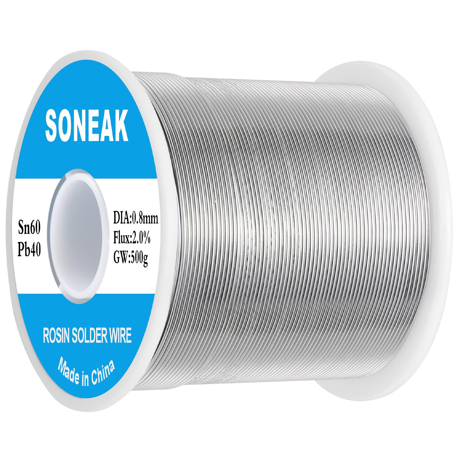 60/40 Tin Lead Solder Wire, Reliable Wire Soldering for Electronics, Plumbing, and DIY Projects (0.8mm 500g)