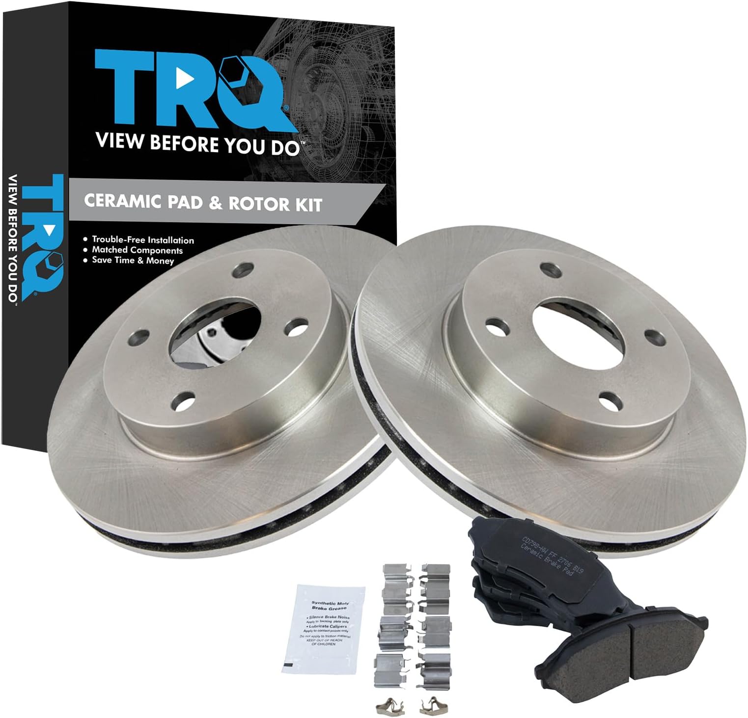 Front Ceramic Disc Brake Pads & 2 Rotors Kit Set for 99-01 Mazda Protege 1.6L