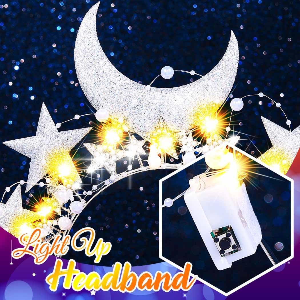 GORTIN Light up Star Headband LED Rhinestones Halo Crown Moon Costume Headwear Glitter Hair Accessories for Women - Image 7