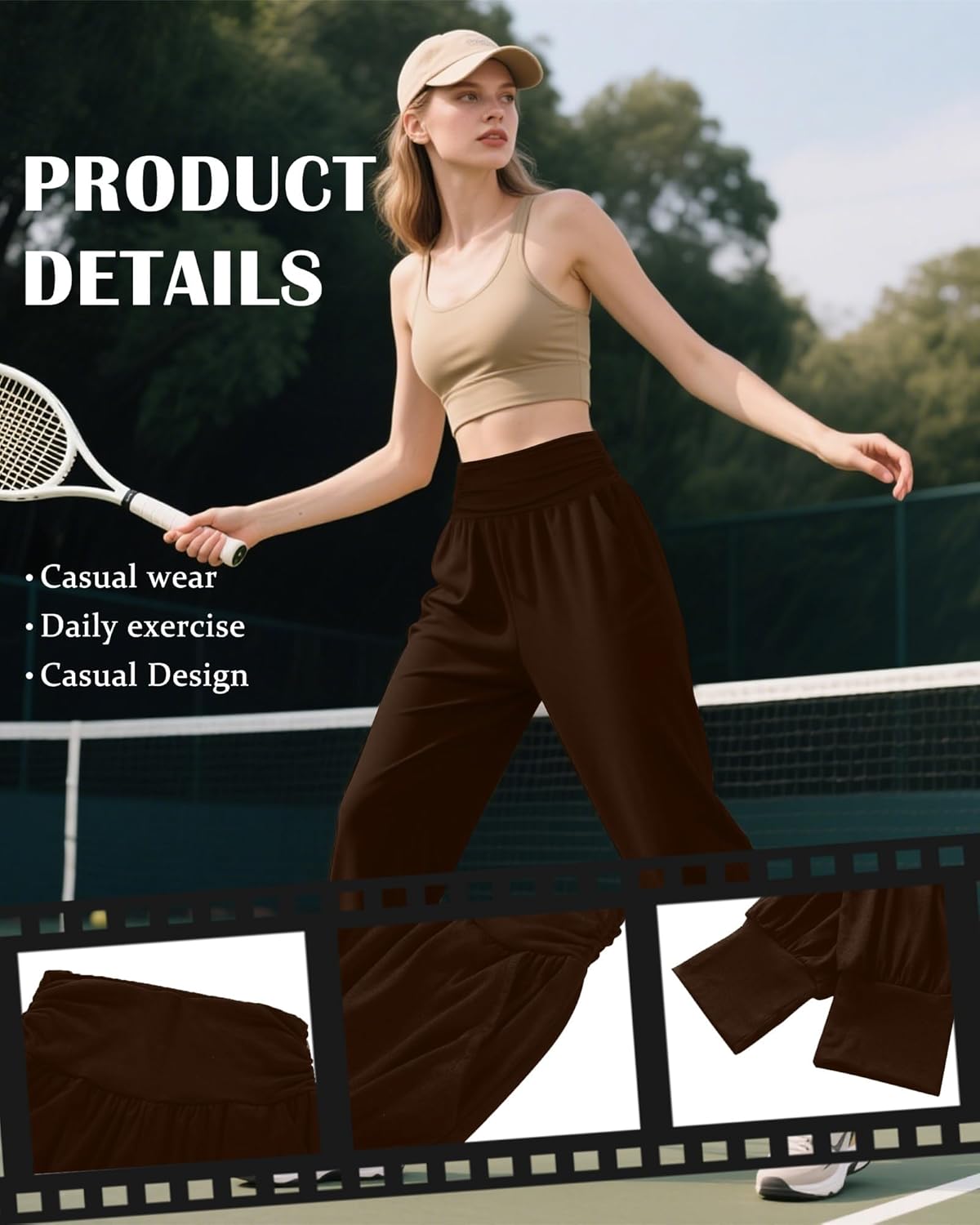 2 Pack Women's Yoga Joggers, Cozy Sweatpants with Pockets Casual Loose Comfy High Waisted Lounge Pants - Image 5