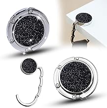QEEROYO 2Pcs Gancio Porta Borsa da Tavolo, Appendi Borsa Tascabili, Borsa Pieghevole Gancio Appendiabiti da Tavolo Gancio Titolare per Donne Ragazza Borsa Drogheria Regalo, Diamante Flash