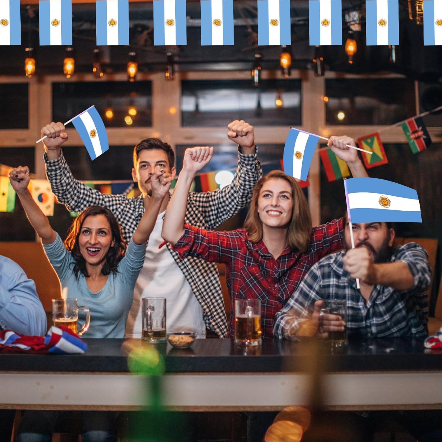 AhfuLife 30 Pcs Argentina Hand Held Flags for World Cup Decorations 2026, 5.5 × 8.2 Inch Argentina Small Stick Flag with 11.8" Pole for Independence Day Football Sports Events Celebration Decor - Image 4