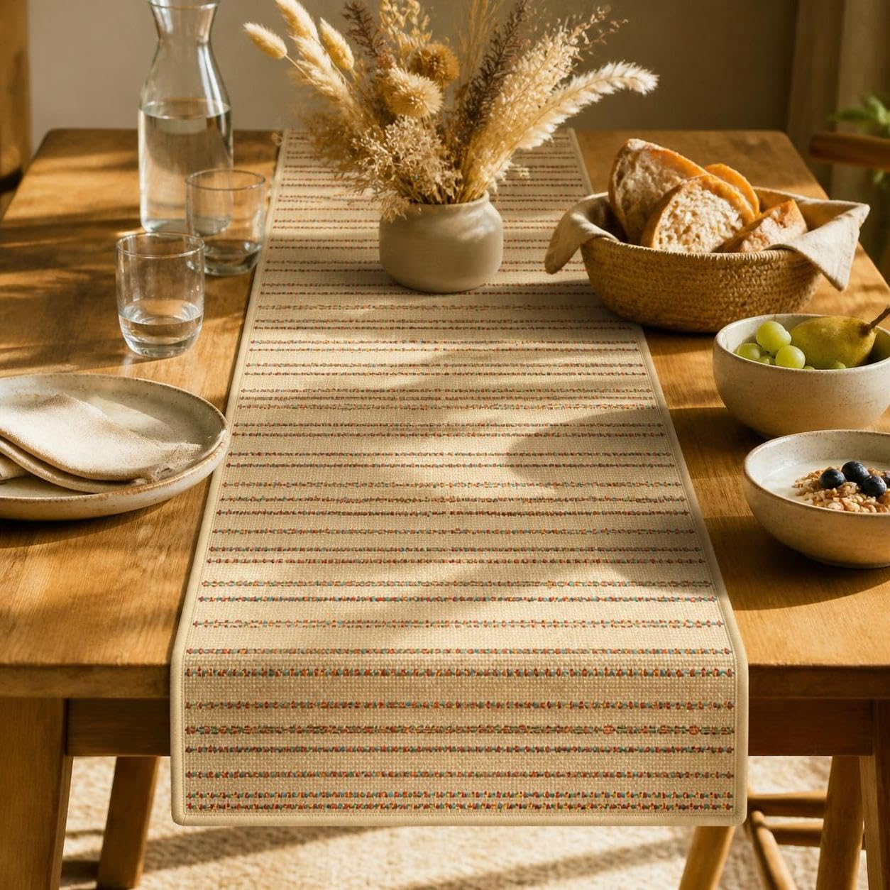 Chemin Table Tissu Imitation Lin, Camel, tissé uni, 40x120cm | Conception robuste, Chemin Table Décoratif, Lors s réceptions, Pour propriétaires maison