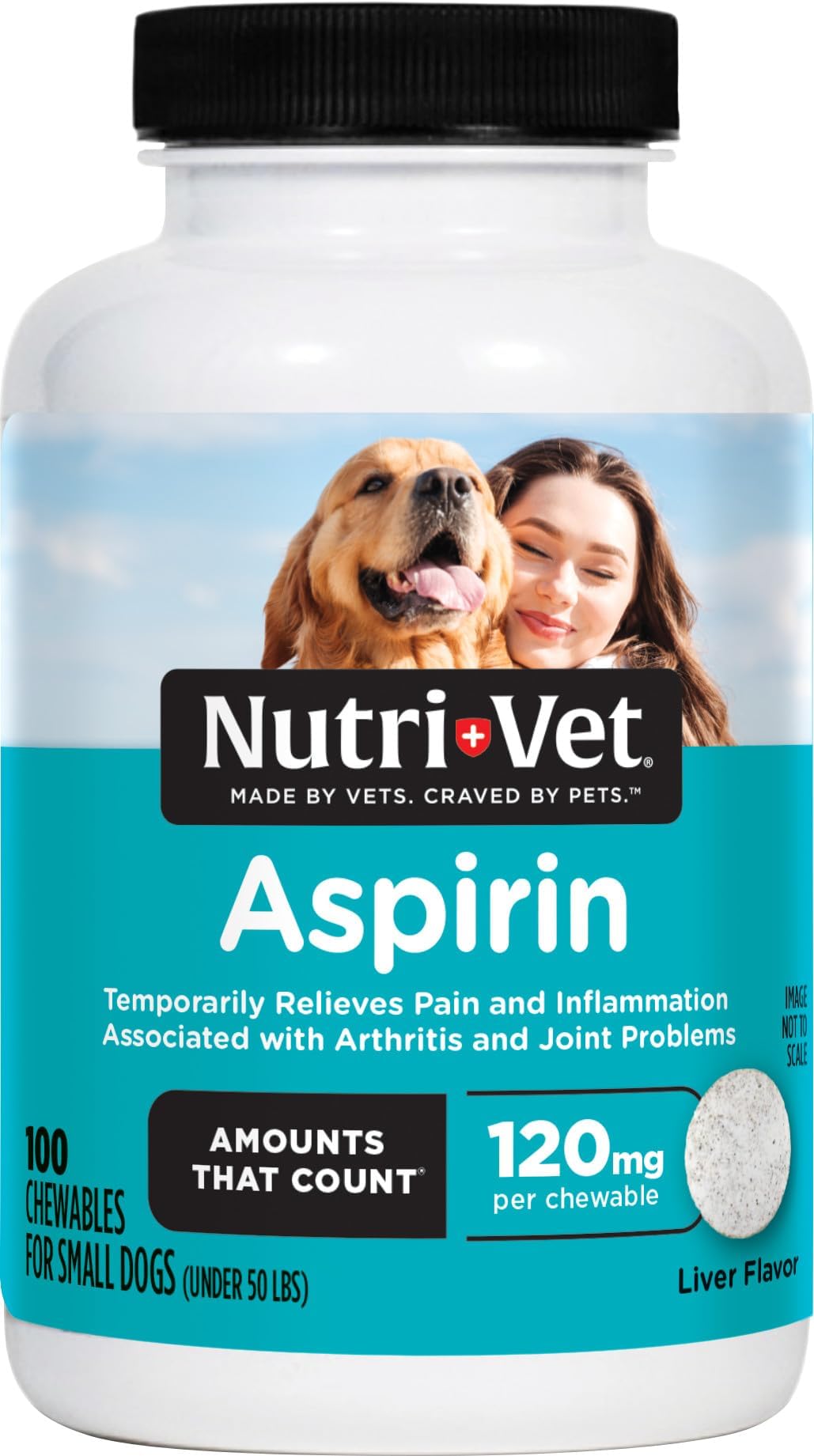 Aspirin for Dogs, Arthritis Pain Relief, Small Dog Aspirin, Inflammation Relief, Joint Support for Seniors, 120mg per Tablet, Under 50 lbs, 100 Count