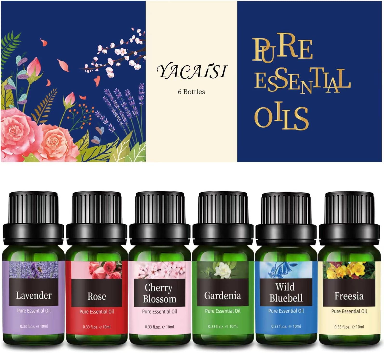 6pcs x 10 mL Essential Oils Suit Water Soluble Aromatherapy Essential Oil Aromatherapy Diffuser Oil for Humidifier, Aroma Diffuser(Sandalwood&Sweet Orange&Lavender&Eucalyptus&Lemon&Mint)