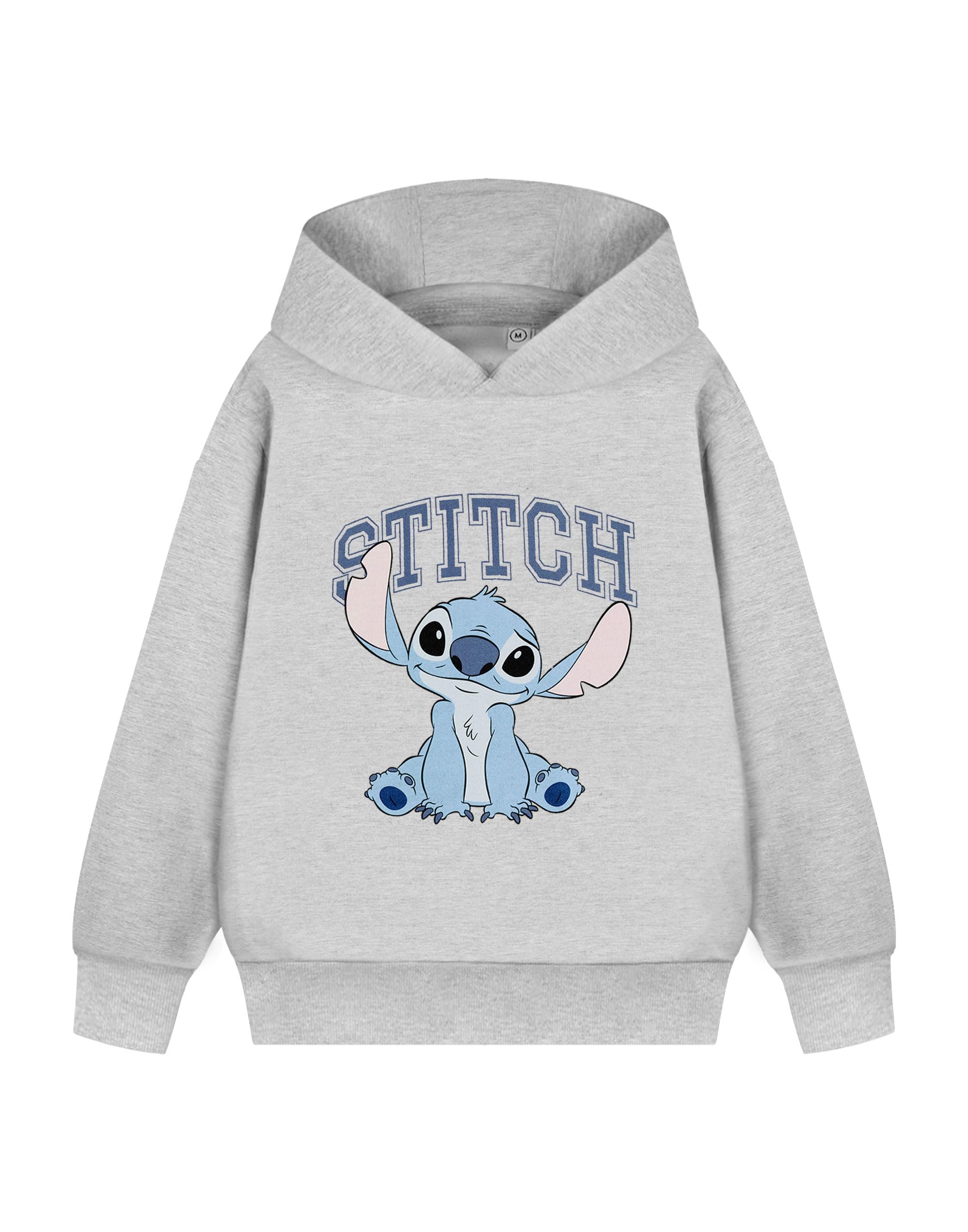 Disney Lilo & Stitch Girls Hooded Sweatshirt | Stitch College Graphic Hoodie in Gray | Collegiate Varsity Apparel