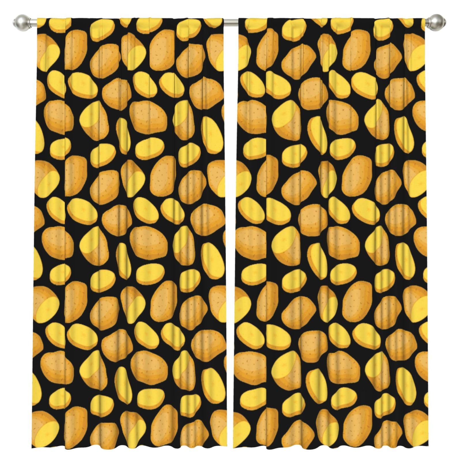 InOmak Vegetable Potato, 2 Panels Window Curtains 52 x 84 Inch Blackout Curtains for Living Room Bedroom