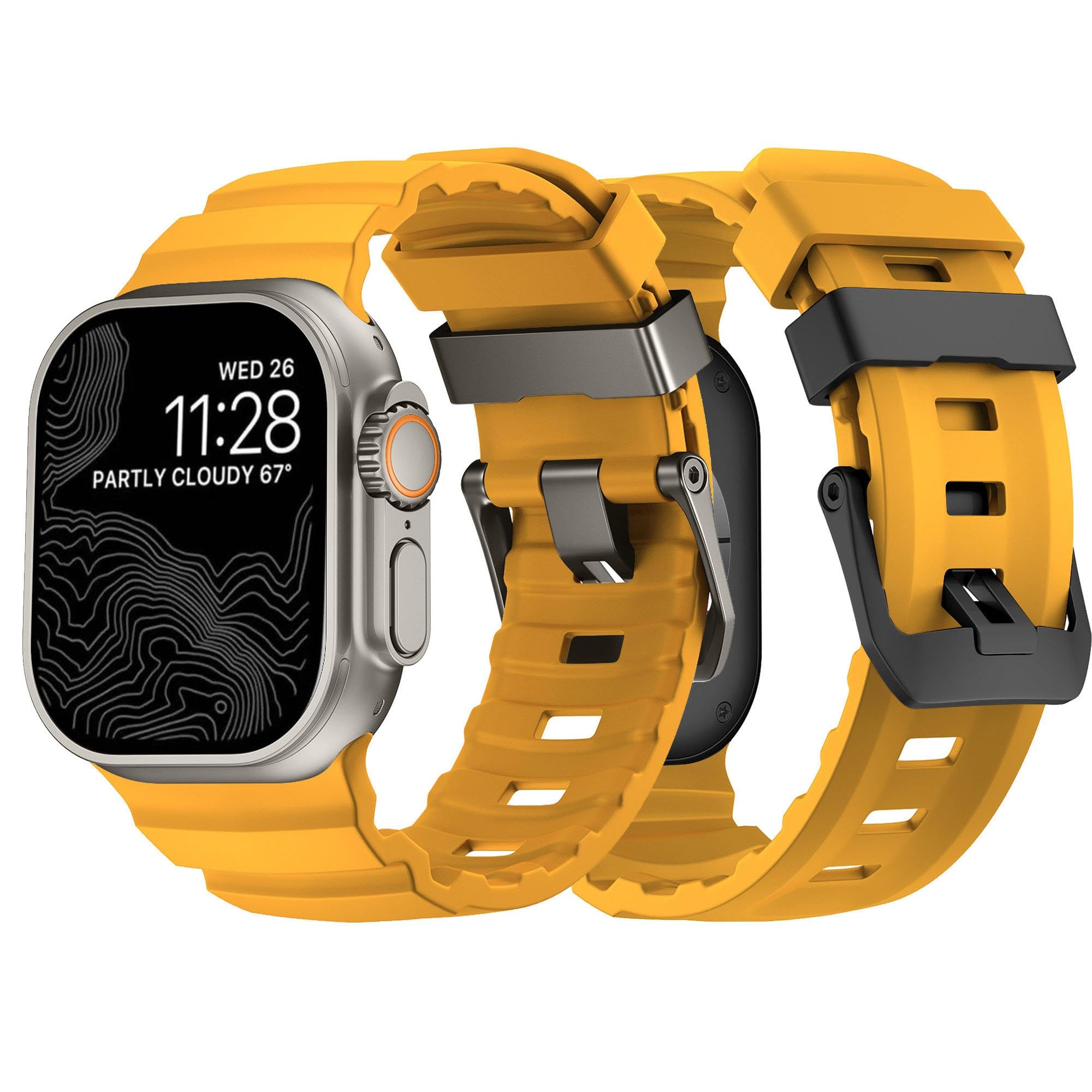 Rocky Point Adventurous Rugged Silicone Watch Strap Band Compatible with 42/44 / 45/46 / 49mm Bands With Titanium Metal Buckle For Apple Watch ultra 3 2 11 10 9 8 7 6 5 4 SE 3-picture-31