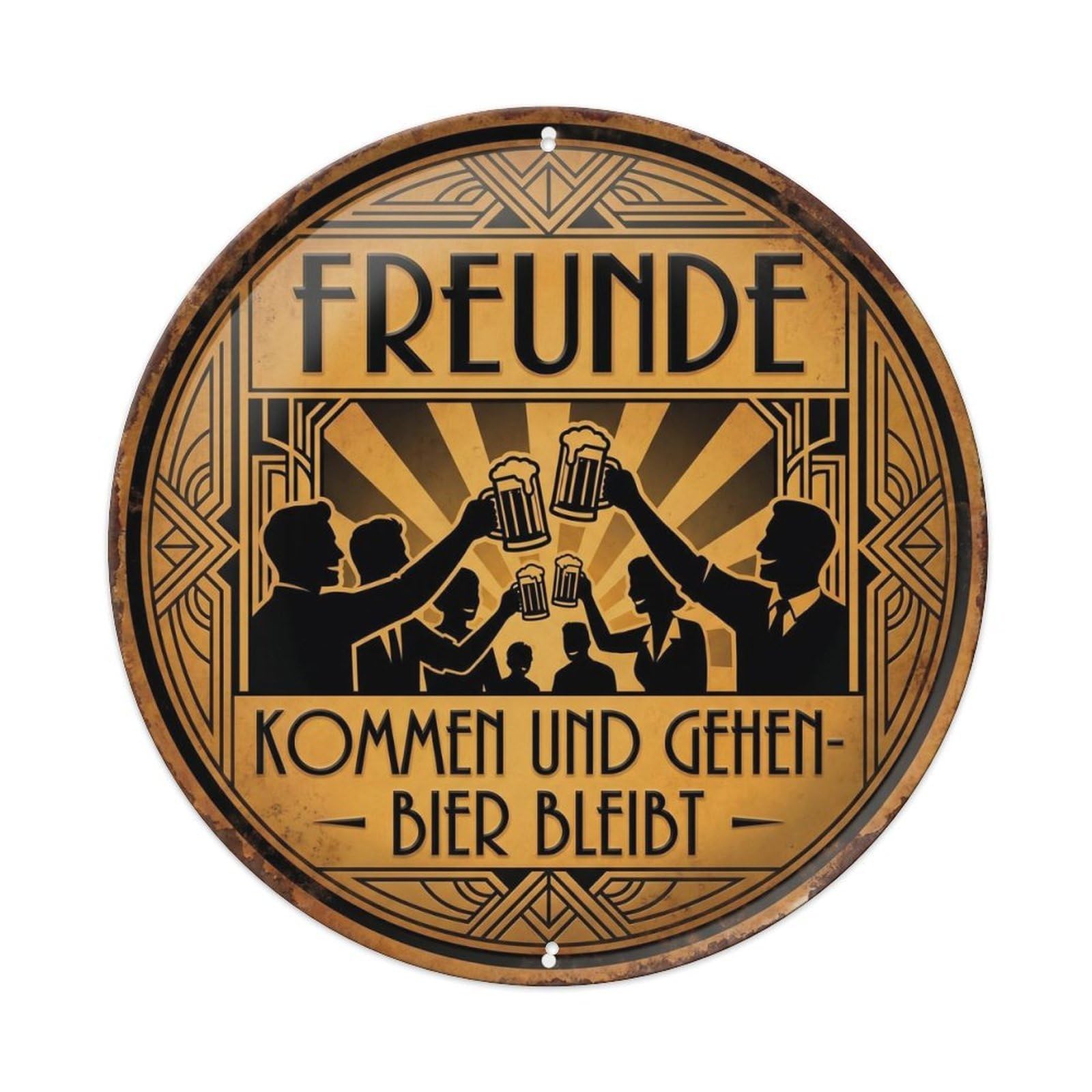 Vintage Bar Style Freunde Humorous Gathering Friends Metal Tin Sign Plaque Wall Decor for Cafe, Club, Garden Round Metal Poster 8x8Inch