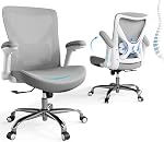 Ergalithic Office Ergonomic Home Chair-Computer PU Leather X-Shaped Desk Chair-Gaming Chair with Adjustable Flip-up Armrests Lumbar Support Mesh Executive Chair for Long Hours Office(Black)