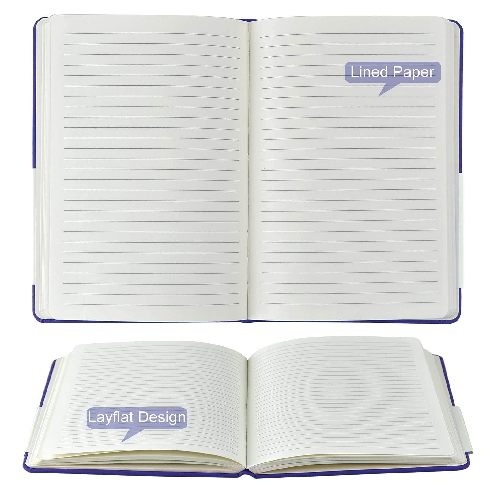 Confezione da 24 quaderni con copertina rigida, formato A5, a righe, per ufficio, casa, scuola, lavoro, 21 x 14 cm, carta spessa 100 g/m², 160 pagine (blu)