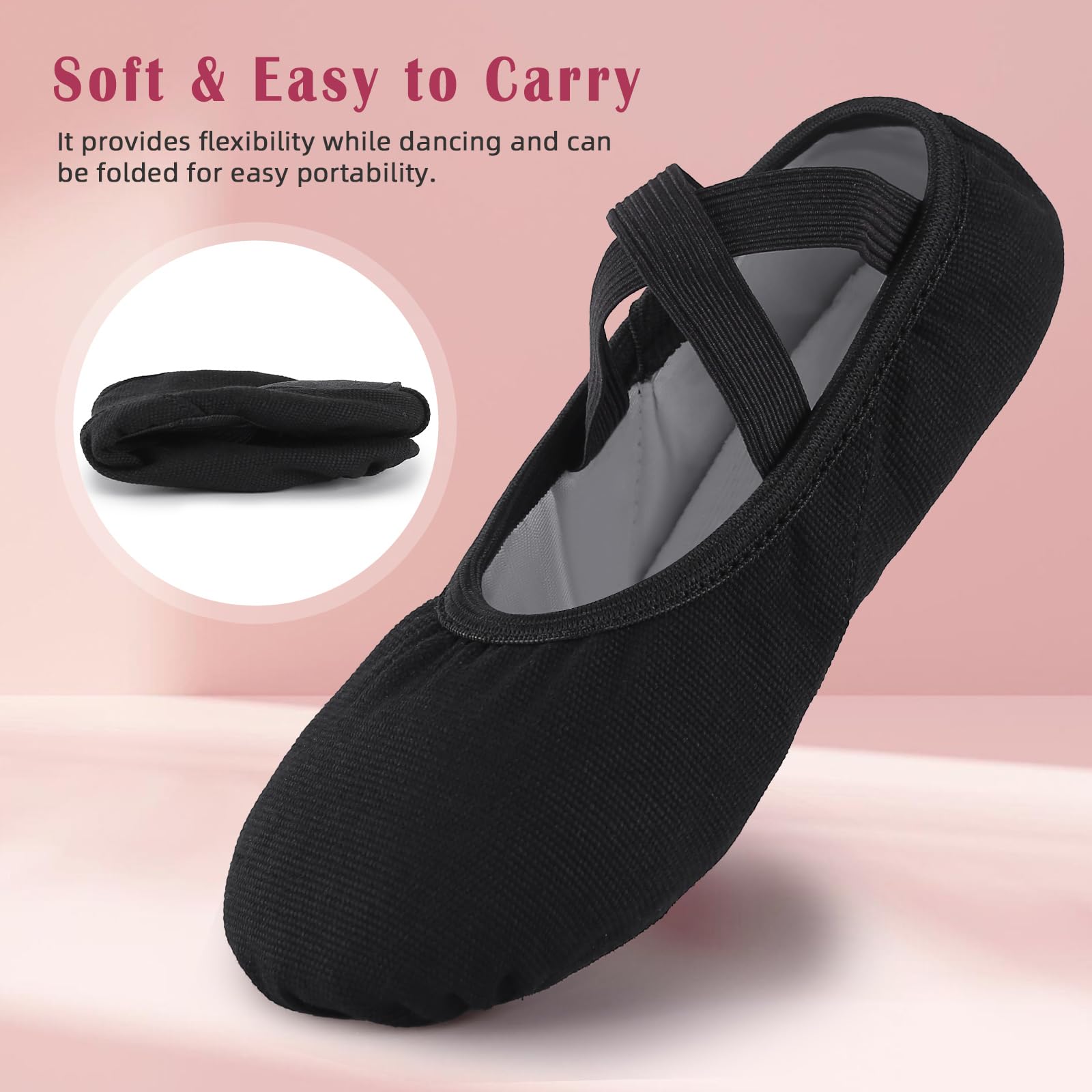 Acfoda Zapatillas Ballet Canvas para Niña y Mujer Zapatos de Baile Calzado de Danza Suela Partida de Cuero 22-43 EU