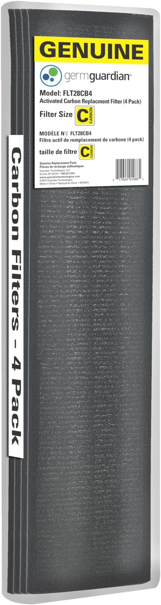 GermGuardian FLT28CB4 Genuine Carbon Filter Replacements Air Purifiers, 4-Pack