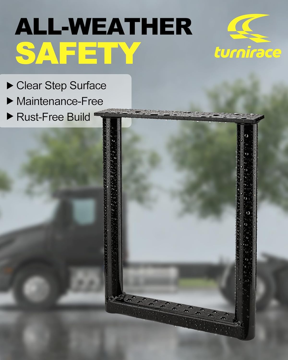 15" x 12" All-Steel Truck Step, Heavy Duty Perforated Anti-Slip Surface, Universal Galvanized Truck Bed Ladder for Semi Trucks, Flatbeds, Trailers, and Service Vans (Black)