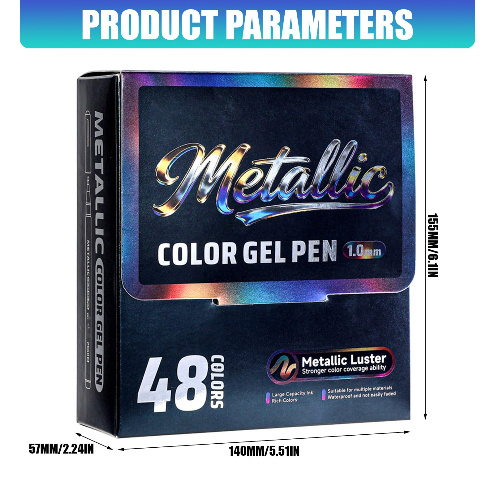 Penna per inchiostri gel acrilico multicolore Penna gel metallizzata a 48 colori per schizzi vetro ceramica Legno plastica Pietra Pennarelli artistici a prova sbiadimento