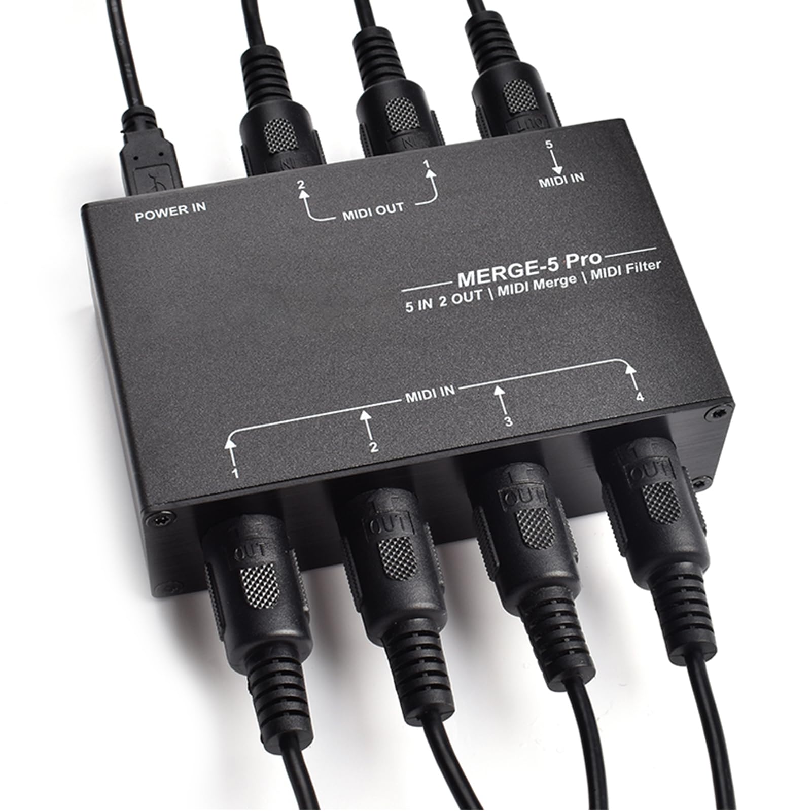 Convertitore Splitter MIDI USB Host Box MIDI per Sintetizzatore Tastiera, Pianoforte Elettronico, Design in Lega di Alluminio, per Spettacoli in Studio e Sul Palco, Nero