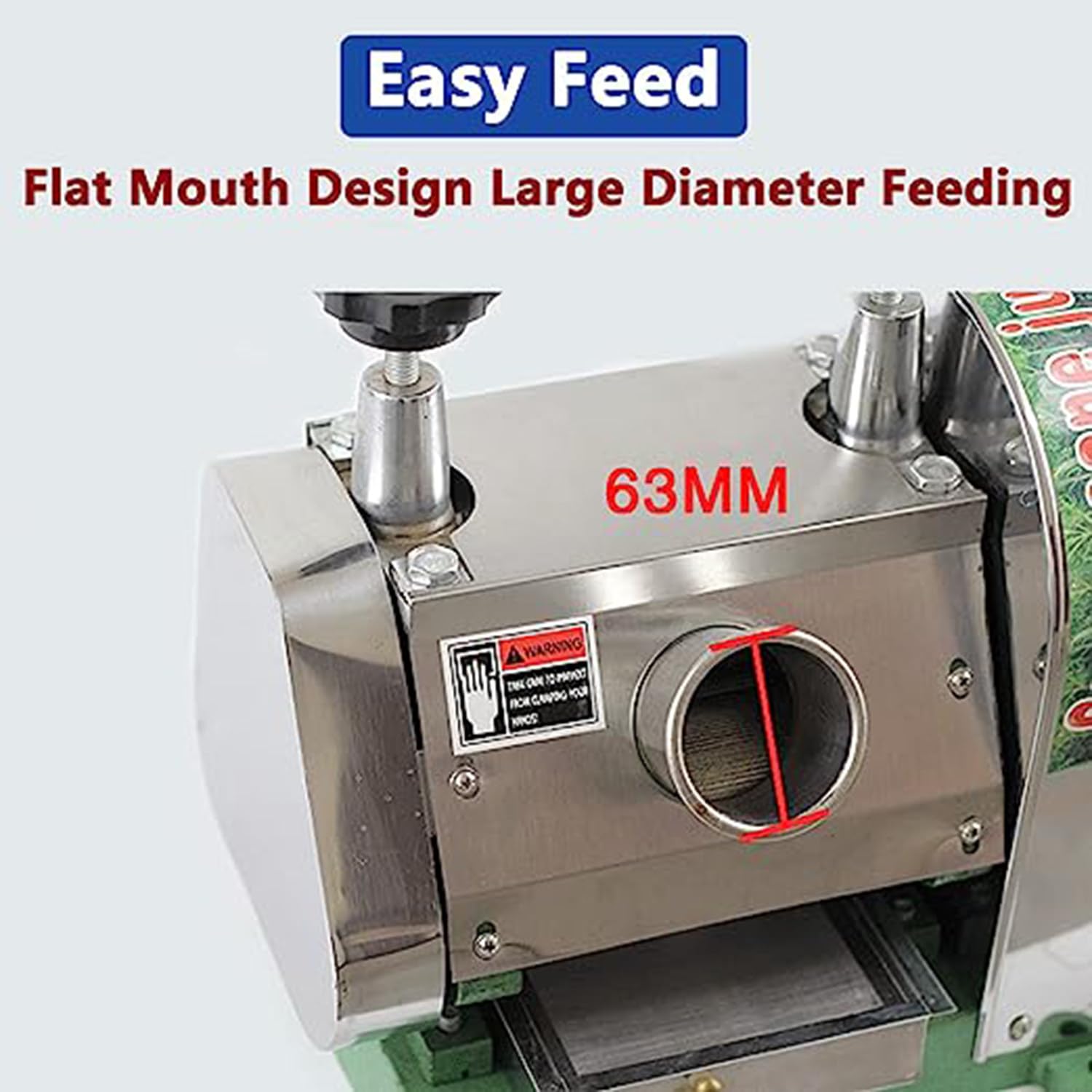 Exprimidor Manual de Caña de Azúcar 50kg/h - Puerto de Alimentación 2.48inch para Restaurante o Uso Doméstico
