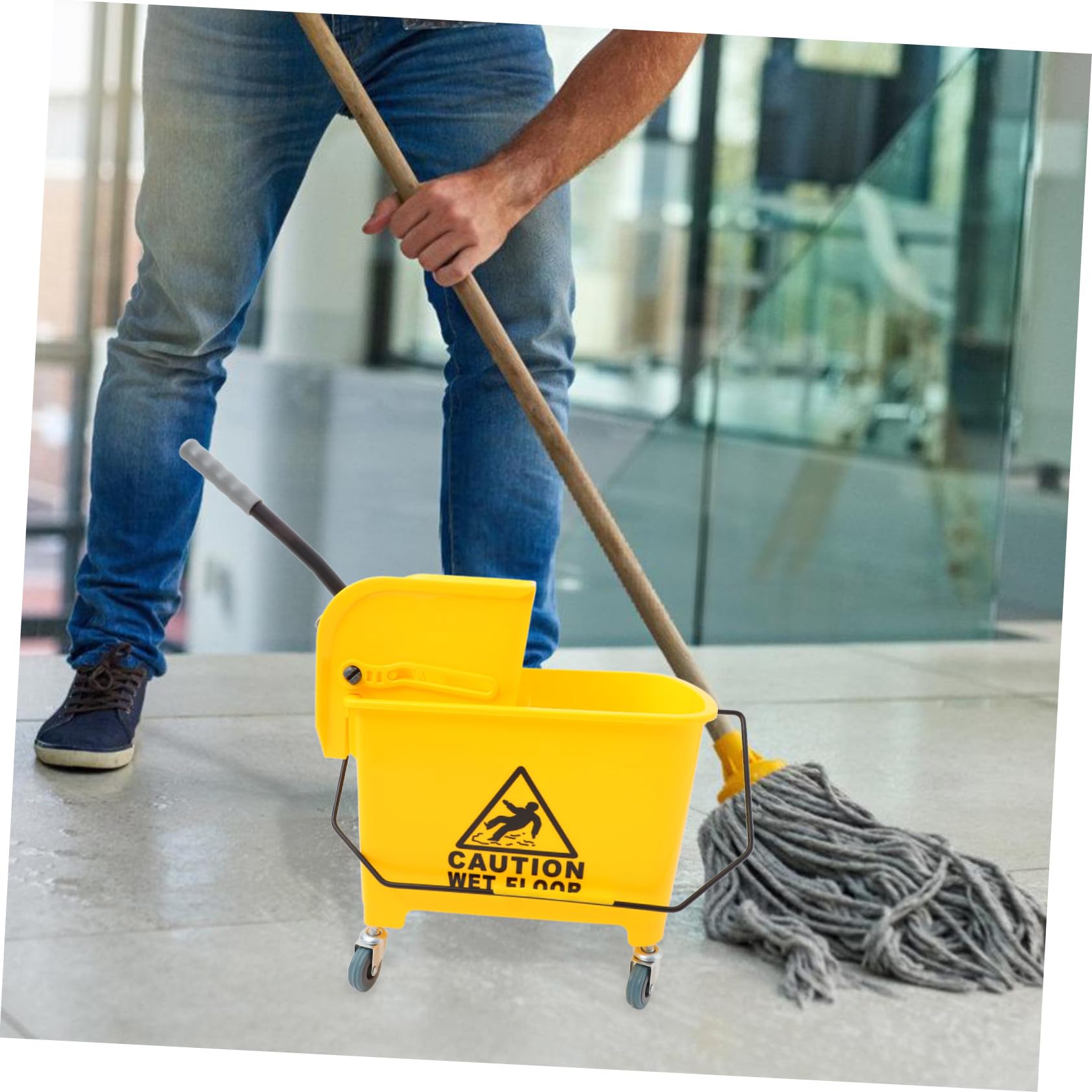 Fregona de Escurridor Cubo de Ruedas 20l Comercial y Plásticas Aleatorio Lateral Limpieza Fácil y Segura Color en Uso Industrial