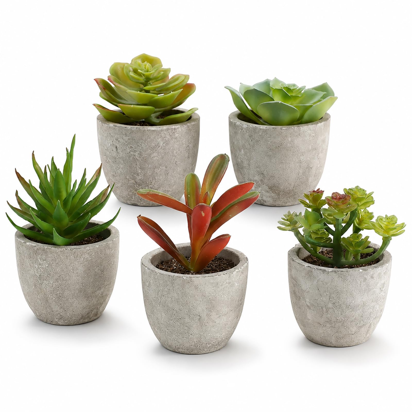 Lxoraziy 6 Set Mini Potted Fake Plants, Artificial Plants Indoors in Pots, Small Succulents Faux Plants for Office Desk Bedroom Kitchen House Decoration