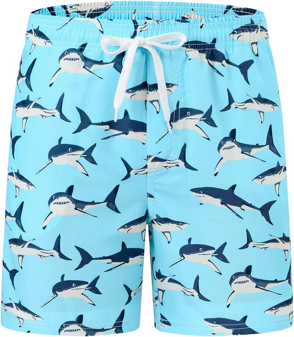 Akula Boys' Printed Swim Trunks Beach Board Shorts with Pockets
