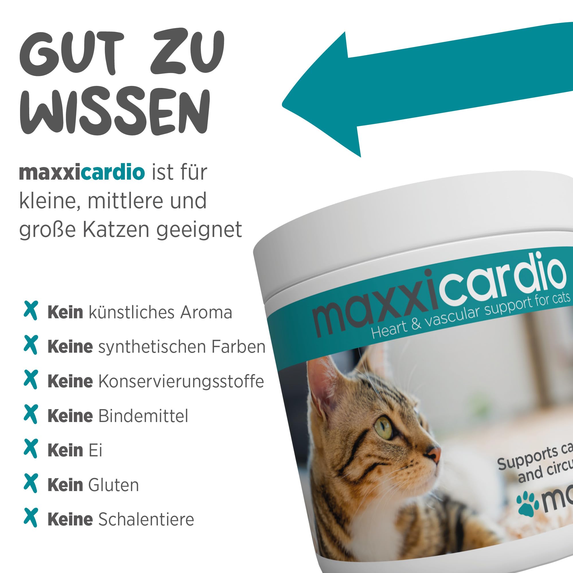 maxxipaws maxxicardio Herz- und Kreislauf Ergänzungsfuttermittel in Pulverform für Katzen, 90 g