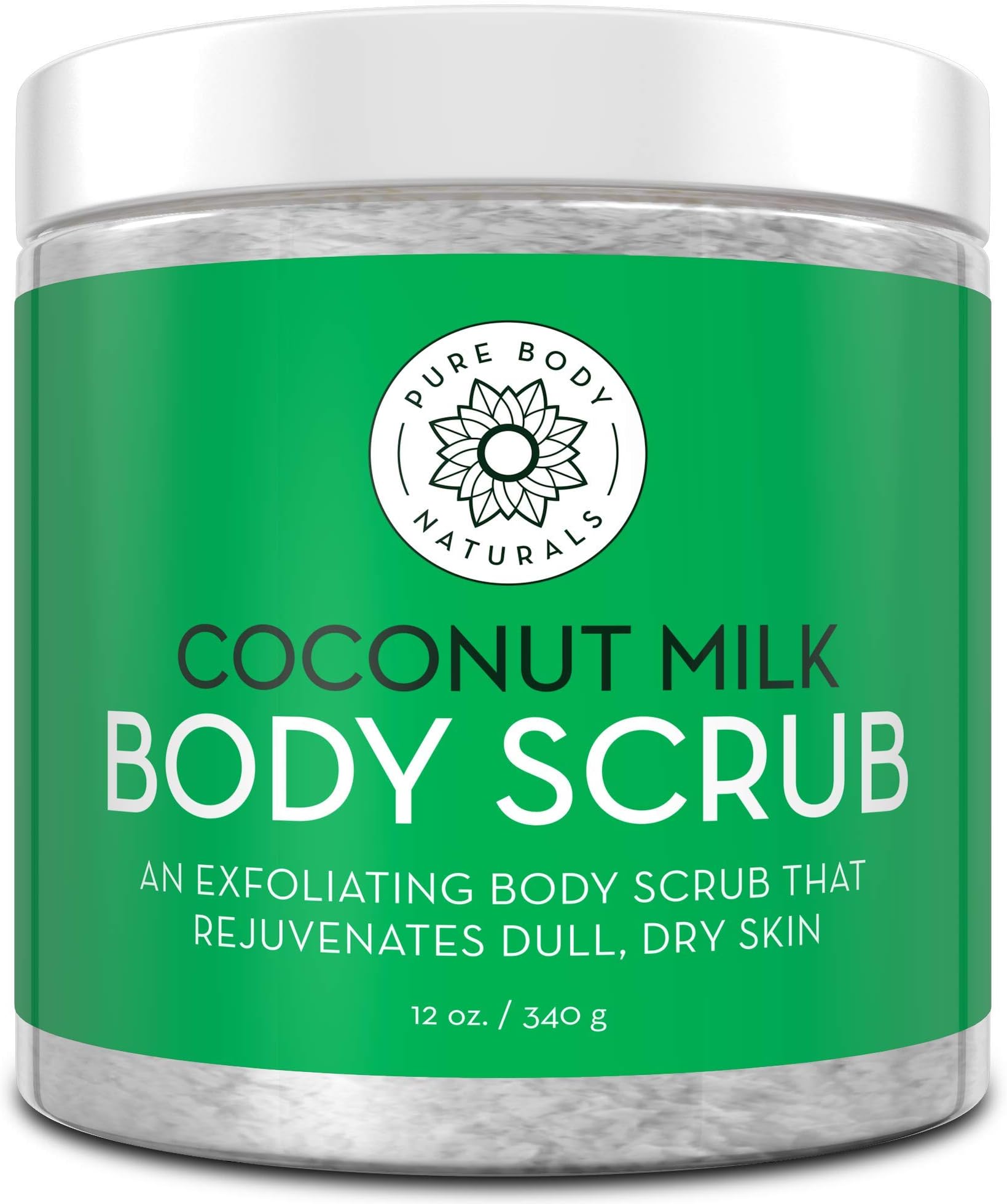 Exfoliating Body Scrub with Hydrating Coconut Milk and Detoxifying Dead Sea Salt, Moisturizing Exfoliating Scrub, 12 Ounce (Packaging Varies)