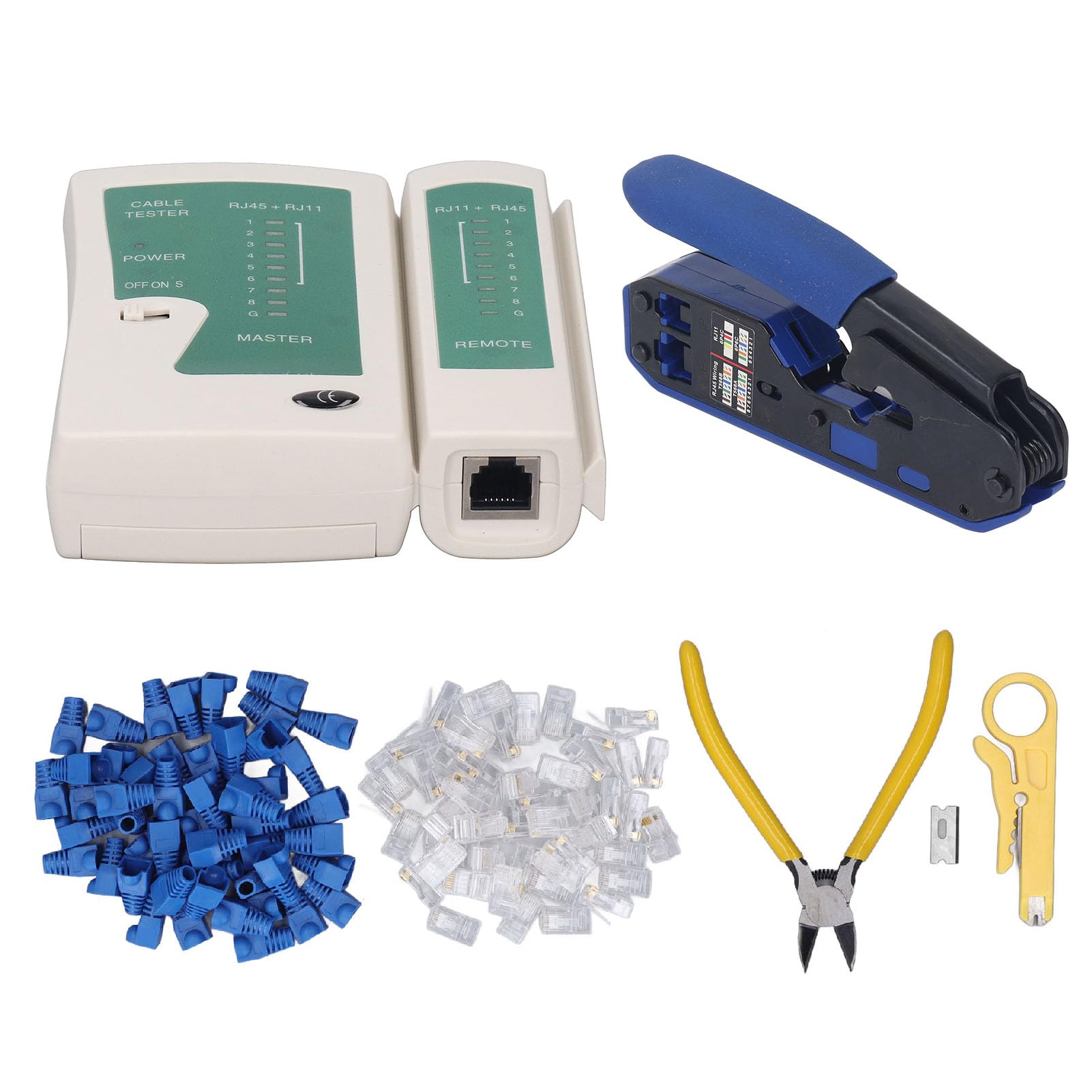 Kit d'outils de sertissage RJ45, pince à dénuder, testeur de réseau à tête cristalline 8P8C pour connecteurs Cat5 et Cat6